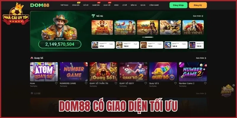 Dom88 có giao diện tối ưu